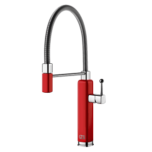 Gessi Happy Happy Sink Mixer with Pull-Out Gloss Red Kitchen Taps & Mixers