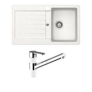 Schock abey-packages Schock Typos Single Bowl with Drainer & 400710A Pull Out Kitchen Mixer Alpina Kitchen Sinks