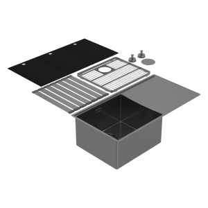 Abey Boutique abey-blugano Boutique Lugano Single Bowl & Drainer Left Hand Bowl Black Pearl Kitchen Sinks