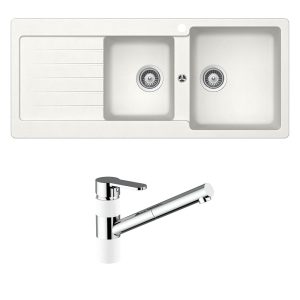 Schock abey-packages Schock Typos 1 & 3/4 Right Hand Bowl with Drainer 1TH & 400710A Kitchen Mixer Alpina Kitchen Sinks