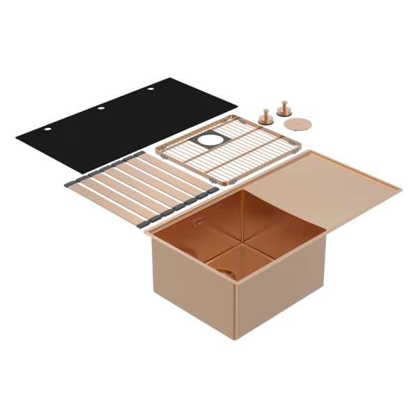 Abey Boutique abey-blugano Boutique Lugano Single Bowl & Drainer Left Hand Bowl Artisan Copper Kitchen Sinks