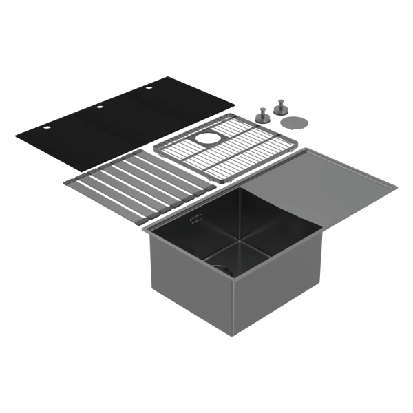 Abey Boutique abey-blugano Boutique Lugano Single Bowl & Drainer Left Hand Bowl Black Pearl Kitchen Sinks