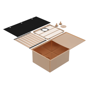 Abey Boutique abey-blugano Boutique Lugano Single Bowl & Drainer Left Hand Bowl Artisan Copper Kitchen Sinks