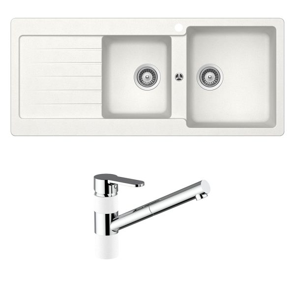 Schock abey-packages Schock Typos 1 & 3/4 Right Hand Bowl with Drainer 1TH & 400710A Kitchen Mixer Alpina Kitchen Sinks