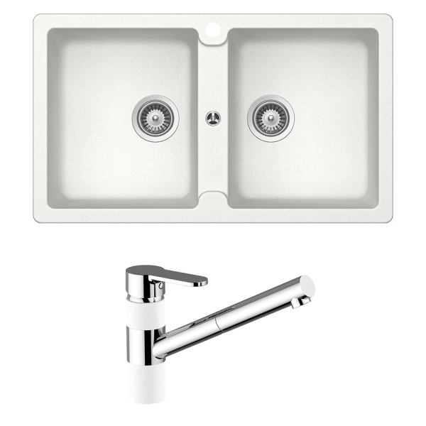 Schock abey-packages Schock Typos Double Bowl & 400710A Pull Out Kitchen Mixer Alpina Kitchen Sinks